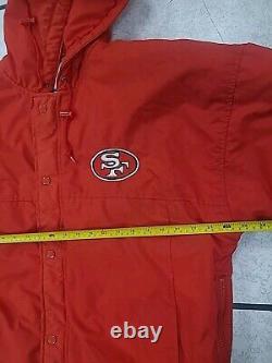 VTG 90s NFL SAN FRANCISCO 49ERS PUFFER JACKET HOODIE STARTER RED SIZE L