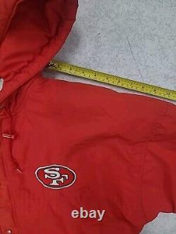 VTG 90s NFL SAN FRANCISCO 49ERS PUFFER JACKET HOODIE STARTER RED SIZE L