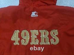 VTG 90s NFL SAN FRANCISCO 49ERS PUFFER JACKET HOODIE STARTER RED SIZE L