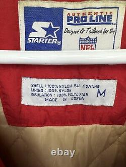 VTG 90s NFL SAN FRANCISCO 49ERS PUFFER JACKET HOODIE STARTER RED SIZE M