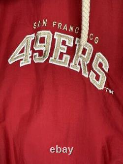 VTG 90s NFL SAN FRANCISCO 49ERS PUFFER JACKET HOODIE STARTER RED SIZE M