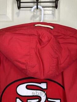 VTG 90s NFL SAN FRANCISCO 49ERS PUFFER JACKET HOODIE STARTER RED SIZE M