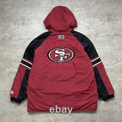 VTG 90s NFL SAN FRANCISCO 49ERS STARTER PUFFER JACKET HOODIE SIZE XXL 2XL