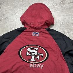 VTG 90s NFL SAN FRANCISCO 49ERS STARTER PUFFER JACKET HOODIE SIZE XXL 2XL