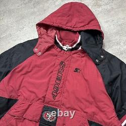 VTG 90s NFL SAN FRANCISCO 49ERS STARTER PUFFER JACKET HOODIE SIZE XXL 2XL