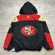 VTG 90s NFL SAN FRANCISCO 49ERS STARTER PUFFER JACKET PULLOVER HOODIE SIZE XL