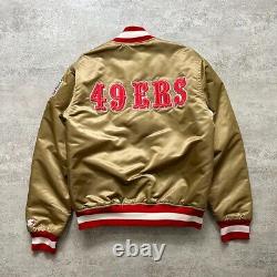 VTG 90s NFL SAN FRANCISCO 49ERS STARTER SATIN BOMBER JACKET Sz M MADE IN USA