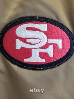 VTG 90s San Francisco 49ers Chalk Line Satin Jacket Gold Football NFL Size Large