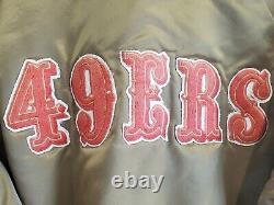 VTG 90s San Francisco 49ers Chalk Line Satin Jacket Gold Football NFL Size Large