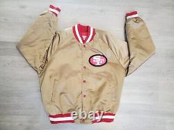 VTG 90s San Francisco 49ers Chalk Line Satin Jacket Gold Football NFL Size Large