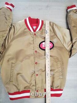 VTG 90s San Francisco 49ers Chalk Line Satin Jacket Gold Football NFL Size Large