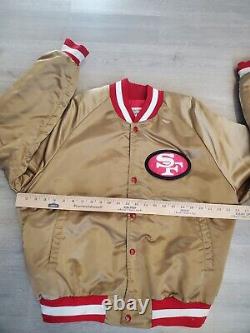 VTG 90s San Francisco 49ers Chalk Line Satin Jacket Gold Football NFL Size Large