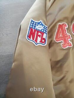 VTG 90s San Francisco 49ers Chalk Line Satin Jacket Gold Football NFL Size Large