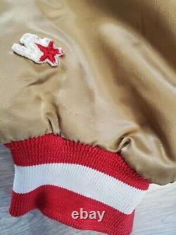 VTG 90s San Francisco 49ers Chalk Line Satin Jacket Gold Football NFL Size Large