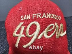 VTG 90s San Francisco 49ers Sports Specialties Script Snapback Wool Hat Cap RED