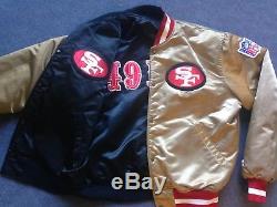 VTG MINT San Francisco 49ers STARTER REVERSIBLE SATIN jacket black gold jersey L