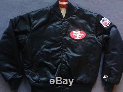 VTG MINT San Francisco 49ers STARTER REVERSIBLE SATIN jacket black gold jersey L