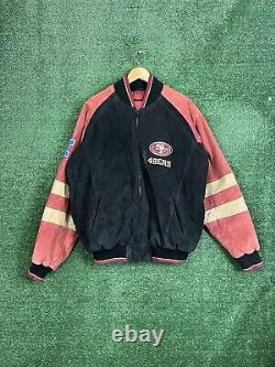 VTG NFL San Francisco 49ers Suede Leather Bomber Varsity Jacket Logo 90s M