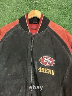 VTG NFL San Francisco 49ers Suede Leather Bomber Varsity Jacket Logo 90s M