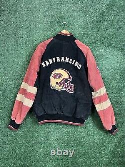 VTG NFL San Francisco 49ers Suede Leather Bomber Varsity Jacket Logo 90s M