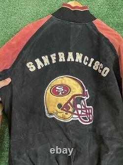 VTG NFL San Francisco 49ers Suede Leather Bomber Varsity Jacket Logo 90s M