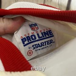 VTG PROLINE STARTER NFL San Francisco 49ers Cream Satin Bomber Jacket Small Rare