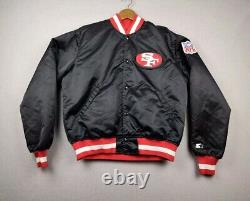 VTG Pro Line Starter Black Satin Stadium Jacket Sz L NFL San Francisco 49ers USA