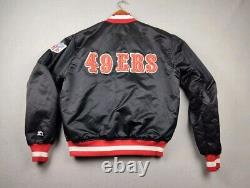 VTG Pro Line Starter Black Satin Stadium Jacket Sz L NFL San Francisco 49ers USA