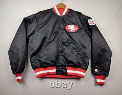 VTG Pro Line Starter Black Satin Stadium Jacket Sz L NFL San Francisco 49ers USA