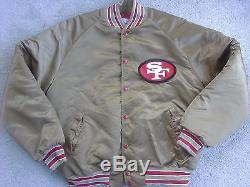 VTG RARE 80s San Francisco 49ers Stahl Urban satin jacket gold 90s starter hat L