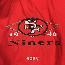 VTG San Francisco 49ers Chalk Line Goose Down Hooded Puffer Jacket Sz Large