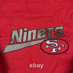 VTG San Francisco 49ers Chalk Line Goose Down Hooded Puffer Jacket Sz Large