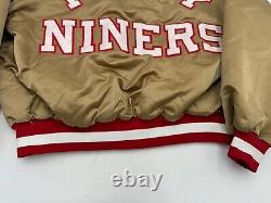 VTG San Francisco 49ers Chalk Line Satin Bomber Jacket XL Back Spell Out Gold