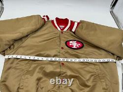 VTG San Francisco 49ers Chalk Line Satin Bomber Jacket XL Back Spell Out Gold