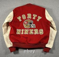 VTG San Francisco 49ers Chalk line Wool Leather 1980s Varsity Jacket Sz L CLEAN