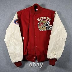 VTG San Francisco 49ers Chalk line Wool Leather 1980s Varsity Jacket Sz L CLEAN