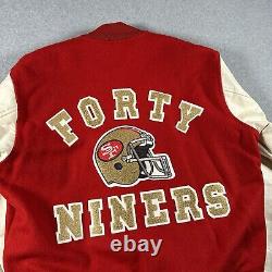 VTG San Francisco 49ers Chalk line Wool Leather 1980s Varsity Jacket Sz L CLEAN