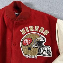 VTG San Francisco 49ers Chalk line Wool Leather 1980s Varsity Jacket Sz L CLEAN