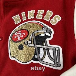 VTG San Francisco 49ers Chalk line Wool Leather 1980s Varsity Jacket Sz L CLEAN