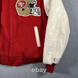 VTG San Francisco 49ers Chalk line Wool Leather 1980s Varsity Jacket Sz L CLEAN