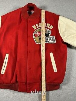 VTG San Francisco 49ers Chalk line Wool Leather 1980s Varsity Jacket Sz L CLEAN