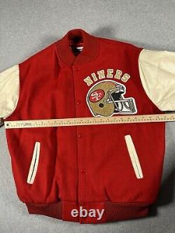 VTG San Francisco 49ers Chalk line Wool Leather 1980s Varsity Jacket Sz L CLEAN