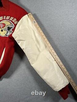 VTG San Francisco 49ers Chalk line Wool Leather 1980s Varsity Jacket Sz L CLEAN