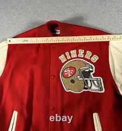 VTG San Francisco 49ers Chalk line Wool Leather 1980s Varsity Jacket Sz L CLEAN