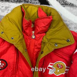 VTG San Francisco 49ers Triple FAT Down Jacket Medium Red Patches Deadstock 90s