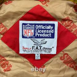 VTG San Francisco 49ers Triple FAT Down Jacket Medium Red Patches Deadstock 90s