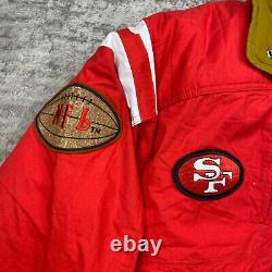 VTG San Francisco 49ers Triple FAT Duck Down Jacket Medium Red Puffer Patch 90s