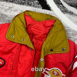 VTG San Francisco 49ers Triple FAT Duck Down Jacket Medium Red Puffer Patch 90s