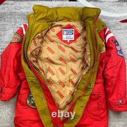 VTG San Francisco 49ers Triple FAT Duck Down Jacket Medium Red Puffer Patch 90s