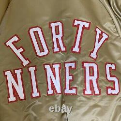 VTG Stahl-Urban NFL San Francisco 49ers Niners Gold Satin Bomber Jacket Size S